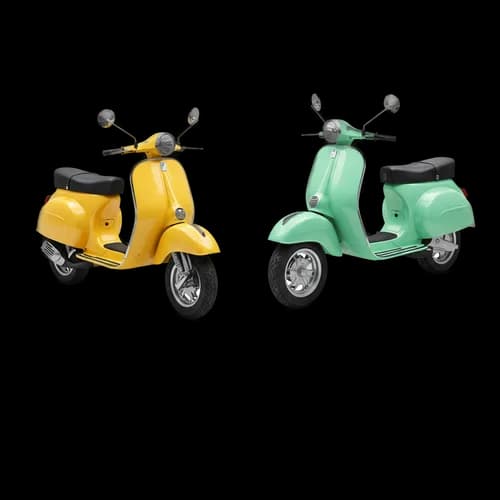 Yellow and green vintage motor scooters JPG Image