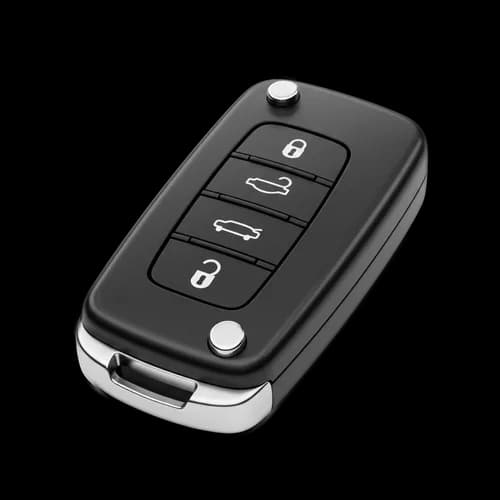 Modern black car key fob with remote control buttons JPG Image