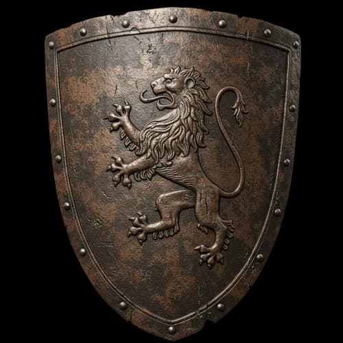 Vecchio Scudo Metallico Rustico con Emblema di Leone – Download Gratuito