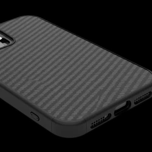 Smartphone noir avec coque rayée PNG