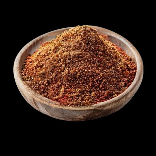 38. Ultra Realistic Sumac Whole Form And Ground Powder Displayed Together In Rus