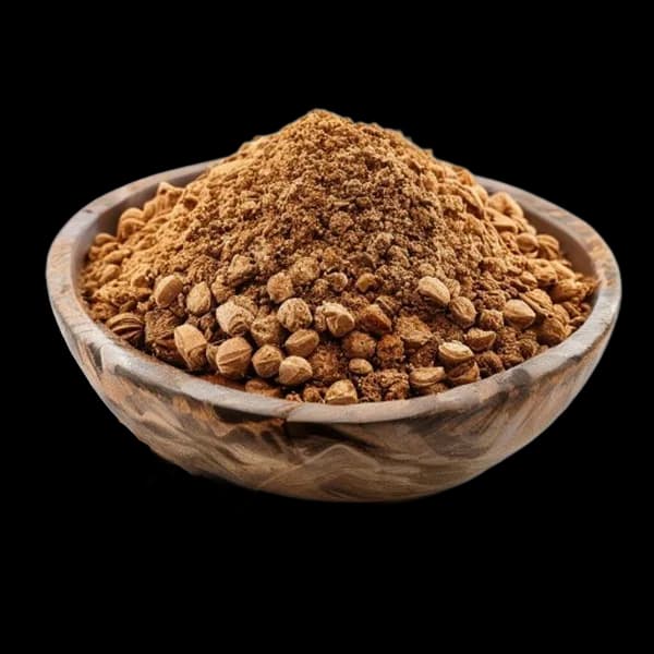 58-ultra-realistic-nutmeg-whole-form-and-ground-powder-displayed-together-in-rus-transparent-png