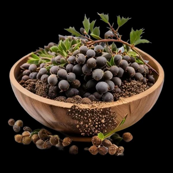 96-ultra-realistic-juniper-berry-whole-form-and-ground-powder-displayed-together-transparent-png
