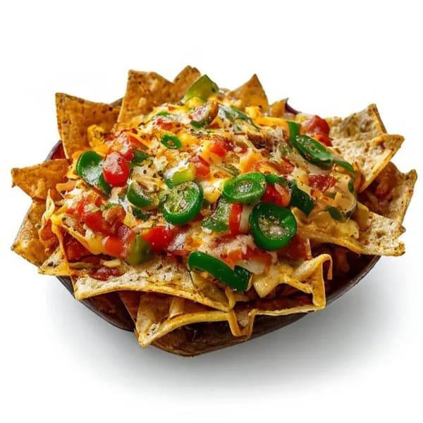 Amerikanische Nachos mit Käse, Jalapeños und Salsa