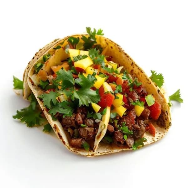 Authentische mexikanische Tacos Al Pastor mit Ananas und Koriander