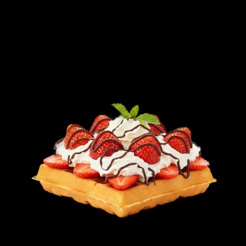 Imagen Transparente de Gofre Belga con Nata, Fresas y Chocolate