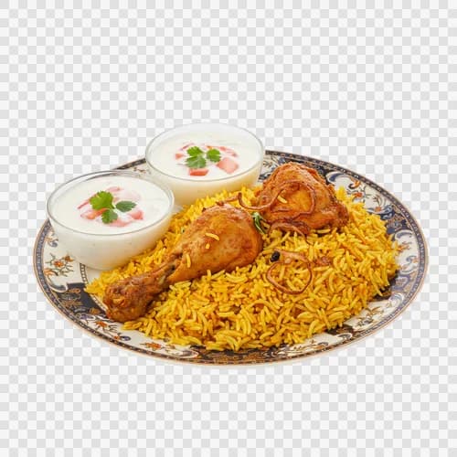 Hähnchen Biryani Safranreis Raita Dekoteller Transparent PNG