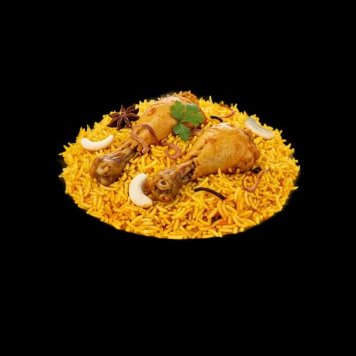 Assiette Colorée de Biryani de Poulet Riz Safran Épices Indiennes Transparent JP