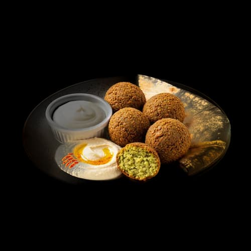 Bolas de Falafel Frescas, Hummus y Pan de Pita (Medio Oriente) Transparente
