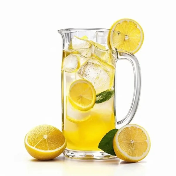 Krug mit frischer Limonade, Eis und Zitronenscheiben PNG