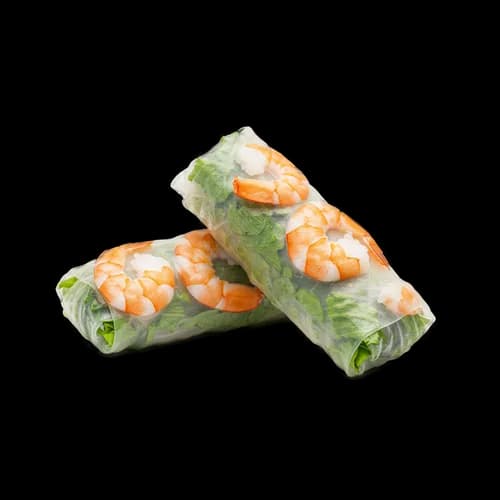 Rollitos de Primavera Vietnamitas Frescos con Camarones y Papel de Arroz Transpa