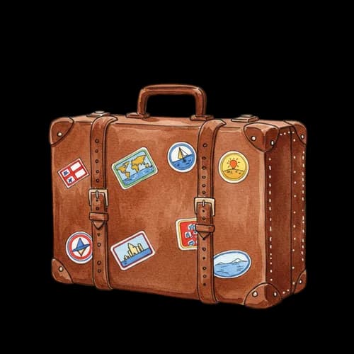 Maleta vintage cuero marrón stickers PNG descarga gratis
