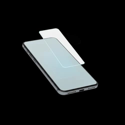 Applying protective glass screen cover to a modern smartphone JPG Image