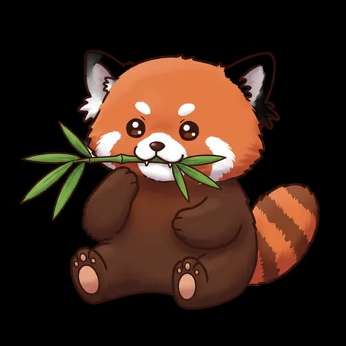 Cute red panda eating green bamboo leaves JPG Image