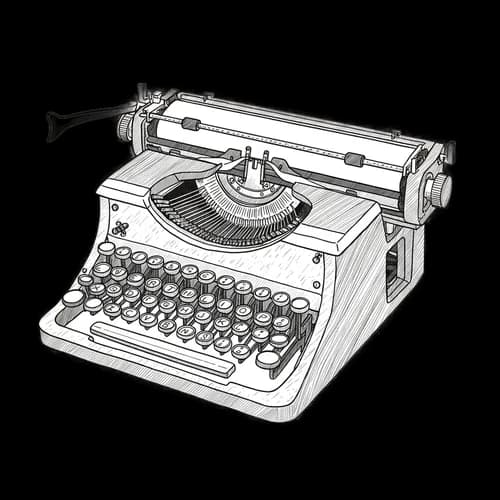 Vintage manual typewriter sketch illustration
