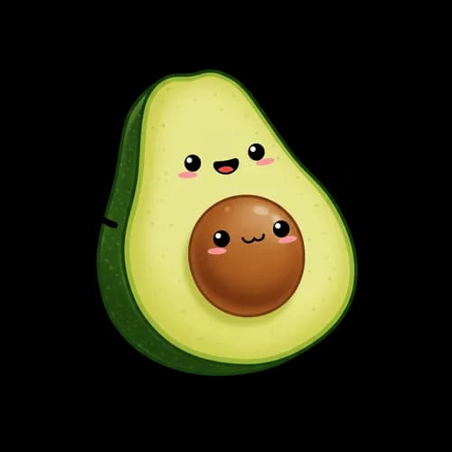 Cute pixel art avocado character with a happy face