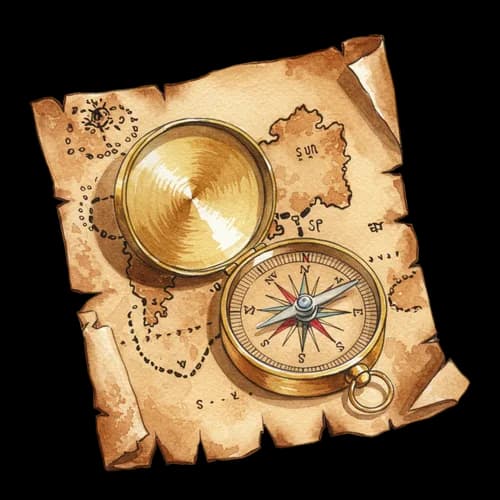 Brújula de Latón Vintage en Mapa Antiguo PNG Descarga Gratis