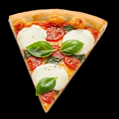 Fetta di Pizza Margherita Fresca e Deliziosa con Basilico e Formaggio PNG