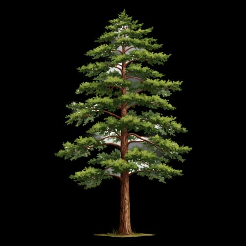 Single tall green pine tree illustration JPG Image