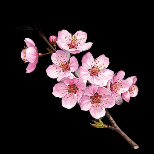 Beautiful pink cherry blossom flowers on a tree branch