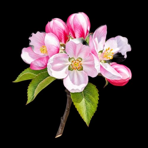 Beautiful pink apple blossoms on a branch JPG Image