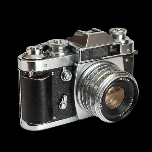 Vintage silver and black film camera