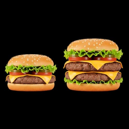 Einzel- und Doppel-Rindfleischburger mit Käse und frischem Salat – kostenloser D