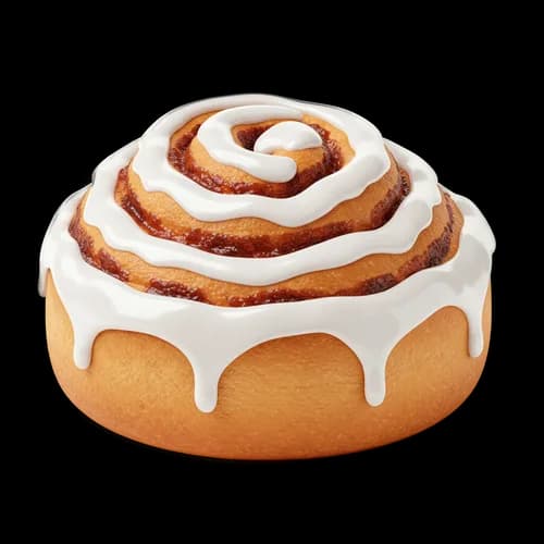 Fresh sweet cinnamon roll with white sugar icing JPG Image