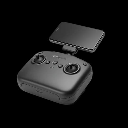 Black drone remote controller with smartphone holder