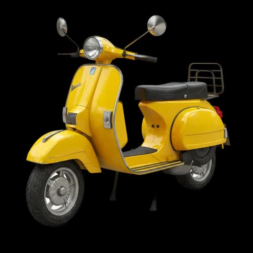 Bright yellow vintage scooter parked on the street