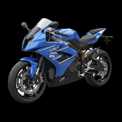 Blue sport motorcycle on a modern road