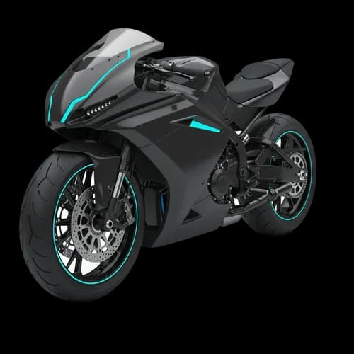 Black sport motorcycle with blue neon light accents