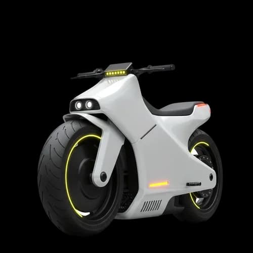 Modern electric motorcycle with futuristic white design