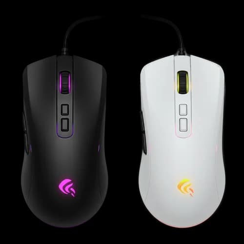 Ratón Gaming con Cable Blanco y Negro con Luces de Neón - Descarga Gratis PNGraf