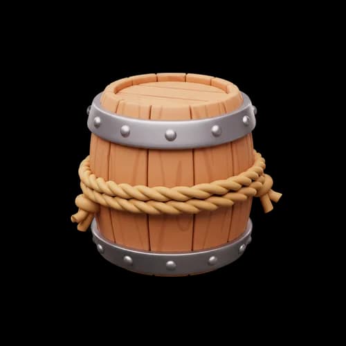 Barile di Legno con Anelli Metallici e Corda - Download PNG Trasparente Gratuito