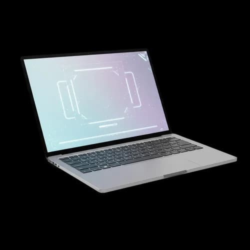 Modern silver laptop computer open on a desk