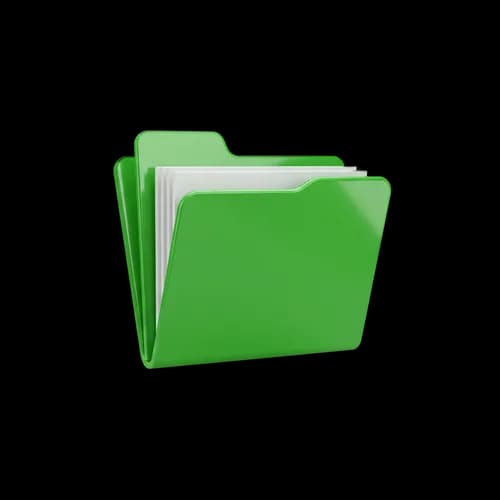 Green folder with documents icon
