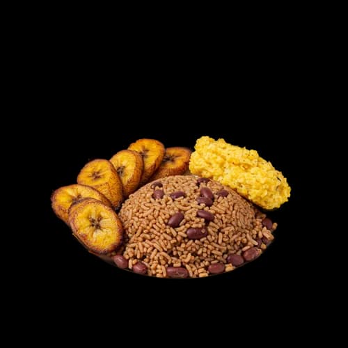 Ghanaisches Waakye Reis Bohnen Gebratene Kochbanane Transparentes JPG Bild - PNG