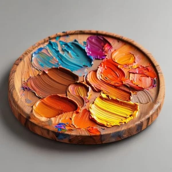 Hyperrealistische Holz-Künstlerpalette, dicke Ölfarbe, kostenloser Download
