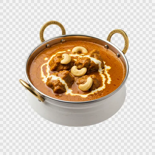 خورشت گوشت گوسفند کورما با سس غنی و خامه بادام هندی شفاف PNG