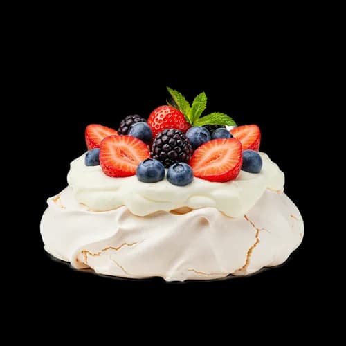 Neuseeländisches Pavlova Baiser Dessert Frische Beeren Sahne Transparentes JPG B
