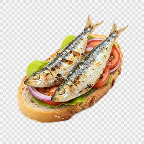 portuguese-grilled-sardines-bread-salad-transparent-png