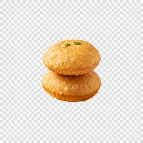 خبز لوتشي مقلي ومنتفخ على طبق نحاسي شفاف PNG