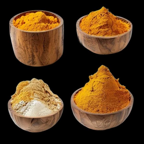realistic-turmeric-ingredient-showcase-whole-and-powder-together-front-view-side-transparent-png