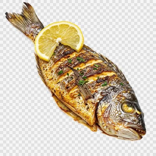 سمك سعودي مشوي ليمون كامل أعشاب شفاف PNG