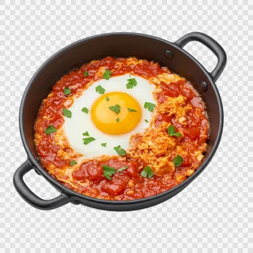 شكشوكة سعودية بالبيض المسلوق وصلصة الطماطم الحارة شفافة PNG