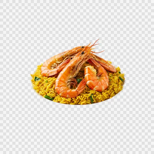 میگو کبسه برنج معطر میگوهای کبابی بزرگ شفاف PNG