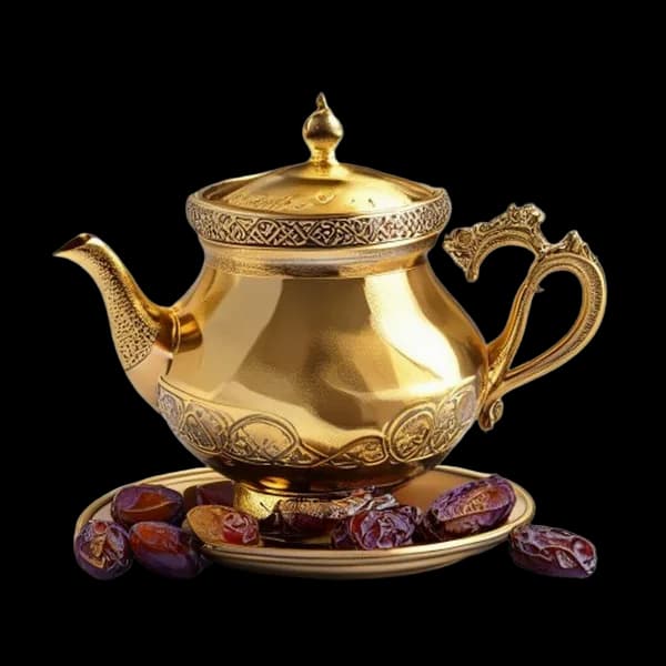 قهوه عربی سنتی گهوه در دله طلایی با خرما