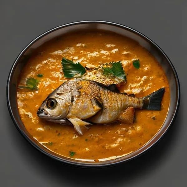 Traditionelles Bangladeschisches Hilsa-Fisch-Curry mit Senfsauce - Kostenloser D