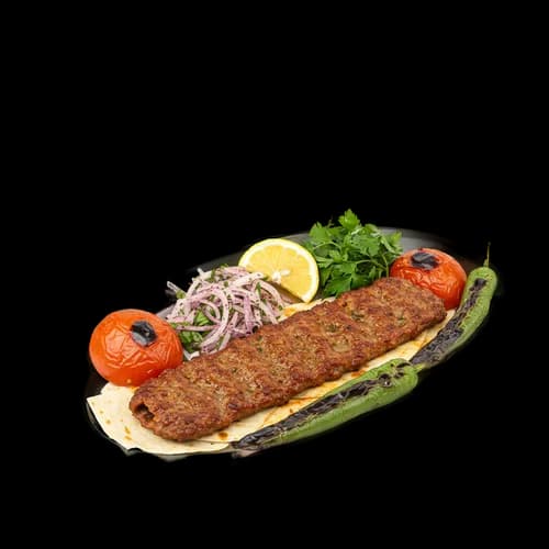 بشقاب کباب ترکی سنتی گوشت بره کبابی سبزیجات شفاف PNG